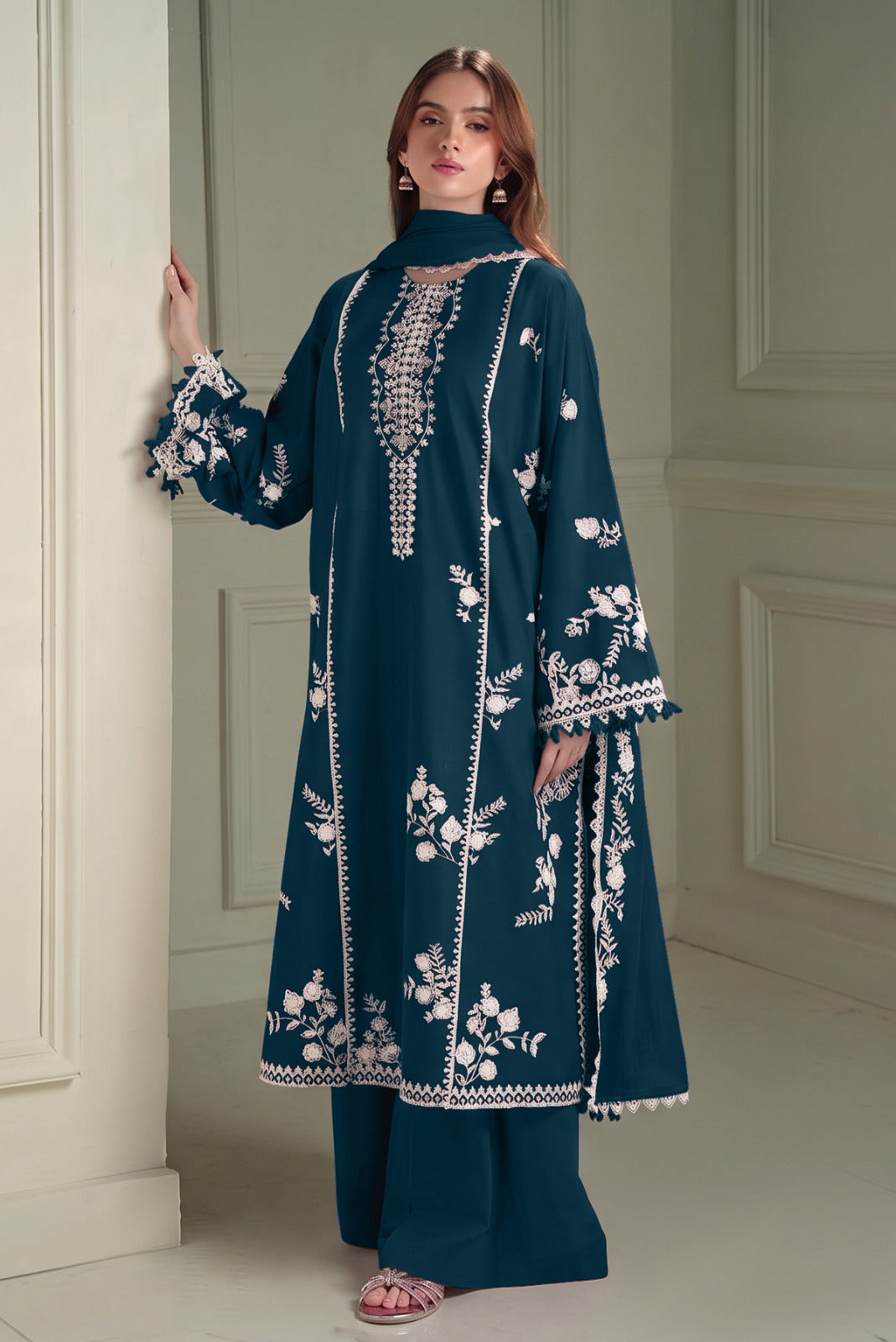DHANAK EMBROIDERY 3PC SUIT