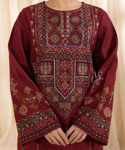 DHANAK 3PC UNSTITCHED HEAVY EMBROIDERED SUIT