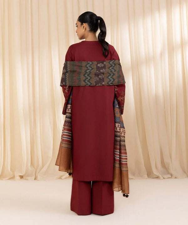 DHANAK 3PC UNSTITCHED HEAVY EMBROIDERED SUIT