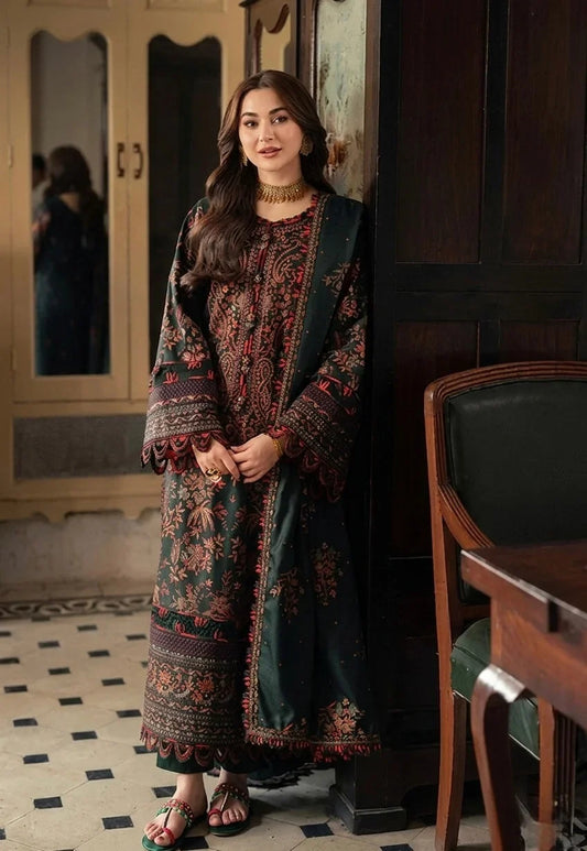 3PC LAWN EMBROIDERED SHIRT WITH ORGANZA EMBROIDERED DUPATTA