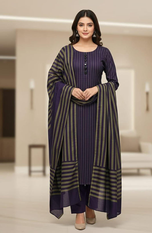 Marina Winter Multani  Susi 3 PCS Suit - Purple