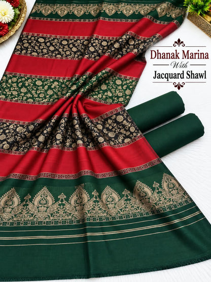 DHANAK MARINA 3PC WITH JACQUARD PASHMINA WOOL SHAWL