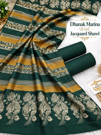 DHANAK MARINA 3PC WITH JACQUARD PASHMINA WOOL SHAWL