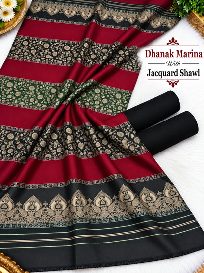 DHANAK MARINA 3PC WITH JACQUARD PASHMINA WOOL SHAWL