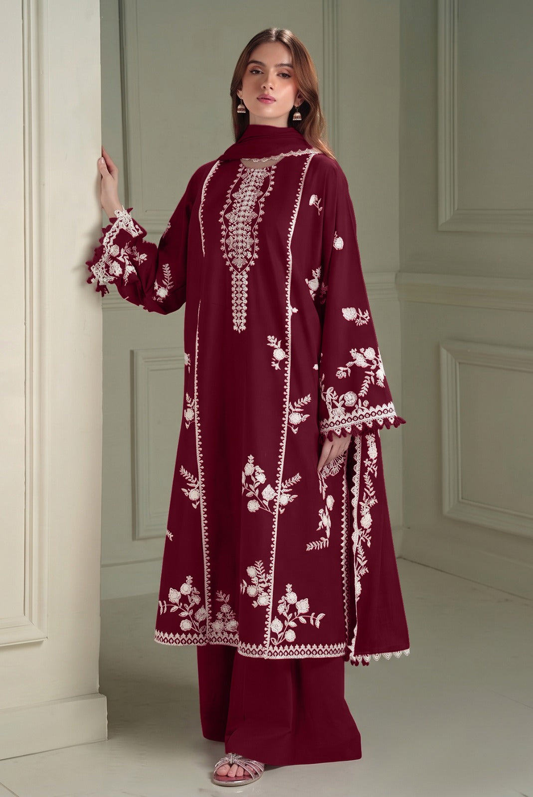 DHANAK EMBROIDERY 3PC SUIT